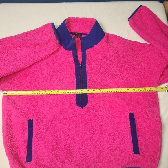 J Crew Superplush Sherpa Fleece Half-zip Pullover Shirt Women's Size Large Pink - Picture 5 of 9